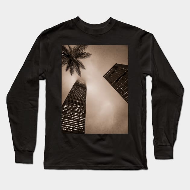 Skyscrapers surrounded by fog in Hong Kong Long Sleeve T-Shirt by Dturner29